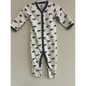 Monica + Andy Baby 6-9M white navyElephant Print Footed Pajamas One Piece Romper
